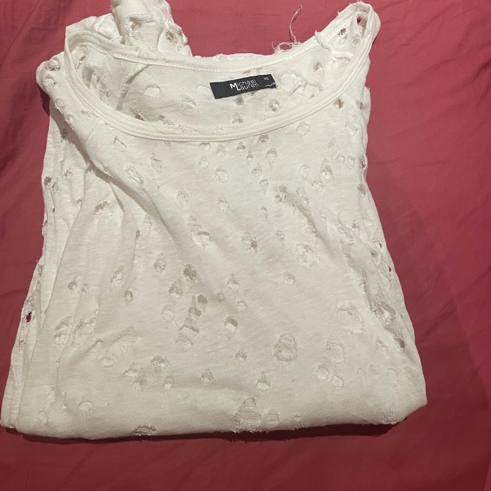 Michael Lauren distressed long sleeve shirt